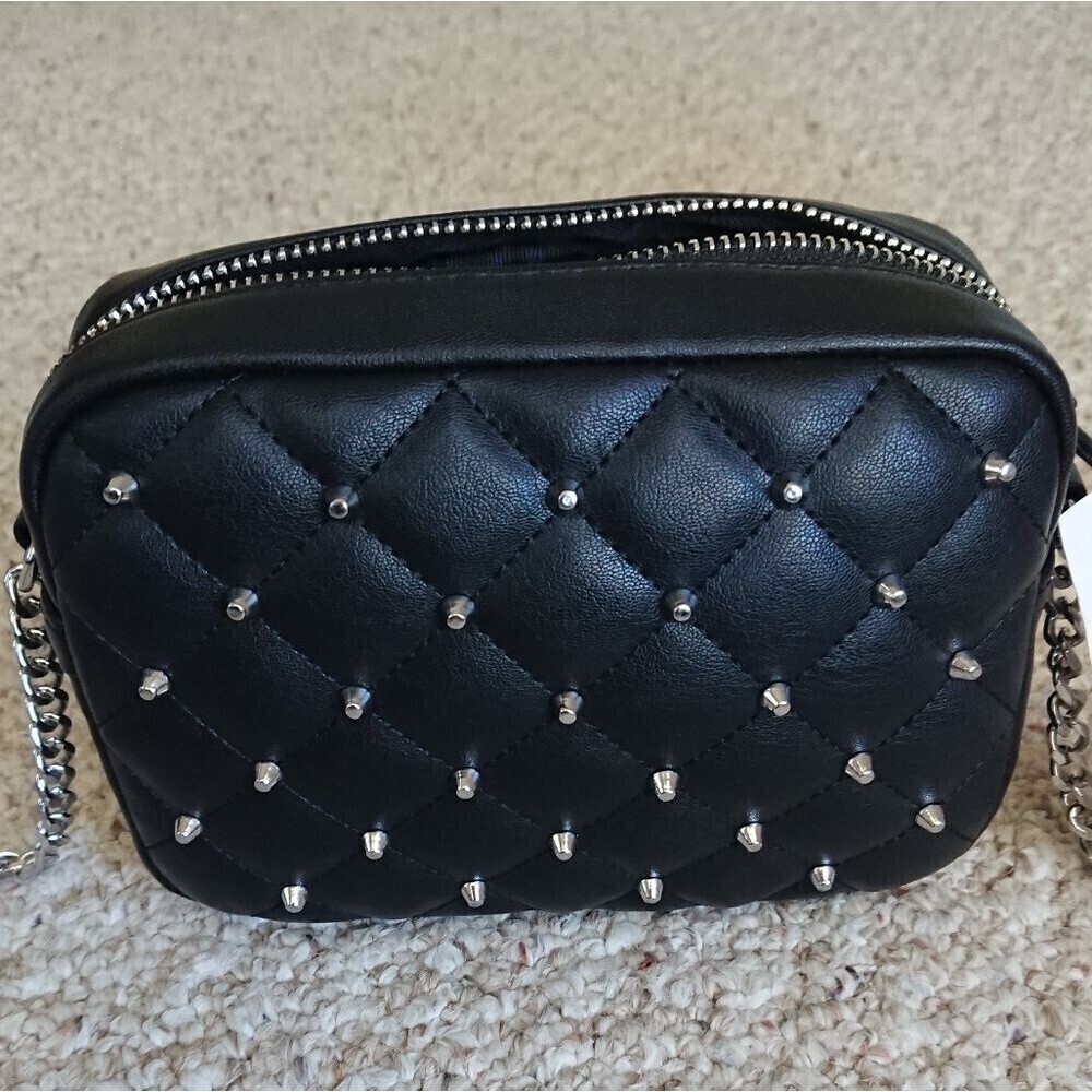 RM Rebecca Minkoff diamond quilted with studded crossbody in black